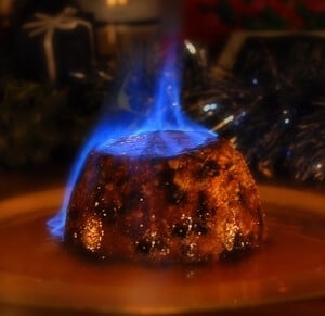 Christmas Pudding Lit on Top