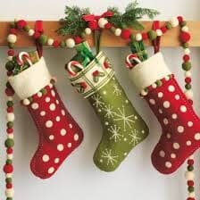 Christmas Stockings with a Garland